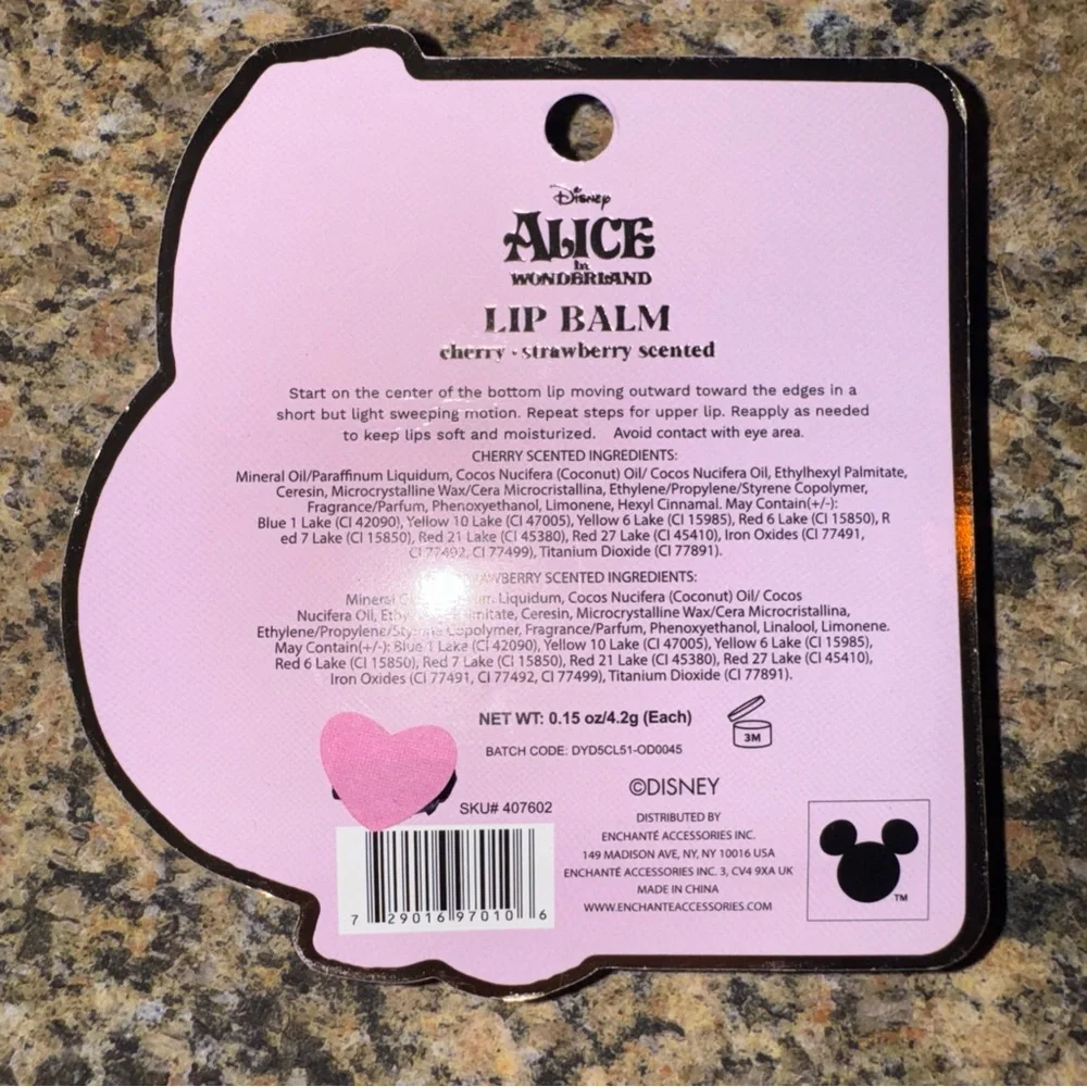 Disney Alice in Wonderland Makeup Lip Set Lip Cheshire Cat Gloss Lip Balm kids